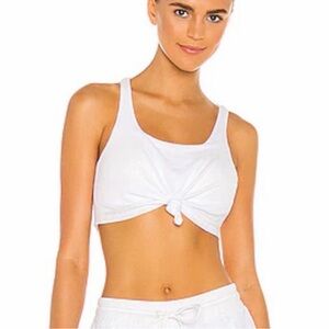 ALO Yoga Ribbed White Front Tie Sports Bra. Size XS